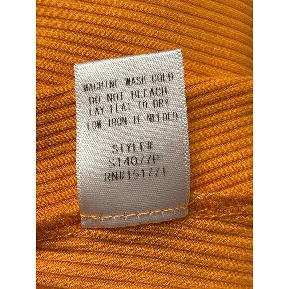 Heatherly Raina Ruffle Straps Knit Bodysuit Petite M Orange Stretch Feminine - Picture 7 of 7